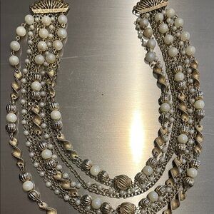 Elegant Gold and Cream Layered Necklace